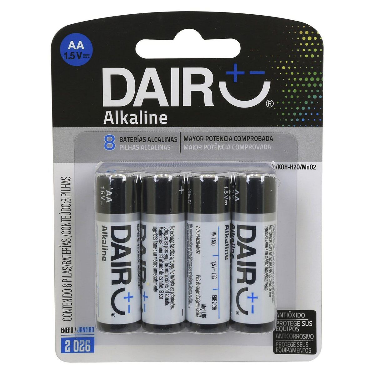 DAIRU - Pack de 8 Pilas Alcalinas Dairu AA 1.5V