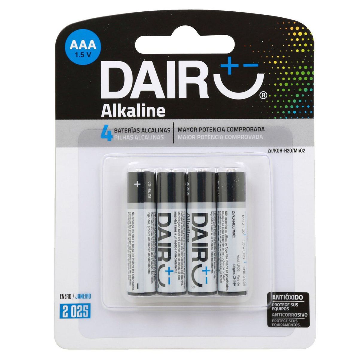 DAIRU - Pack de 4 Pilas Alcalinas Dairu AAA 1.5V