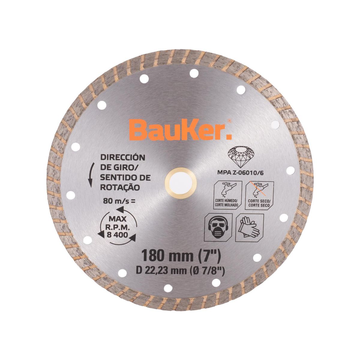 BAUKER - Disco Diamantado Turbo para cerámica 7" Bauker