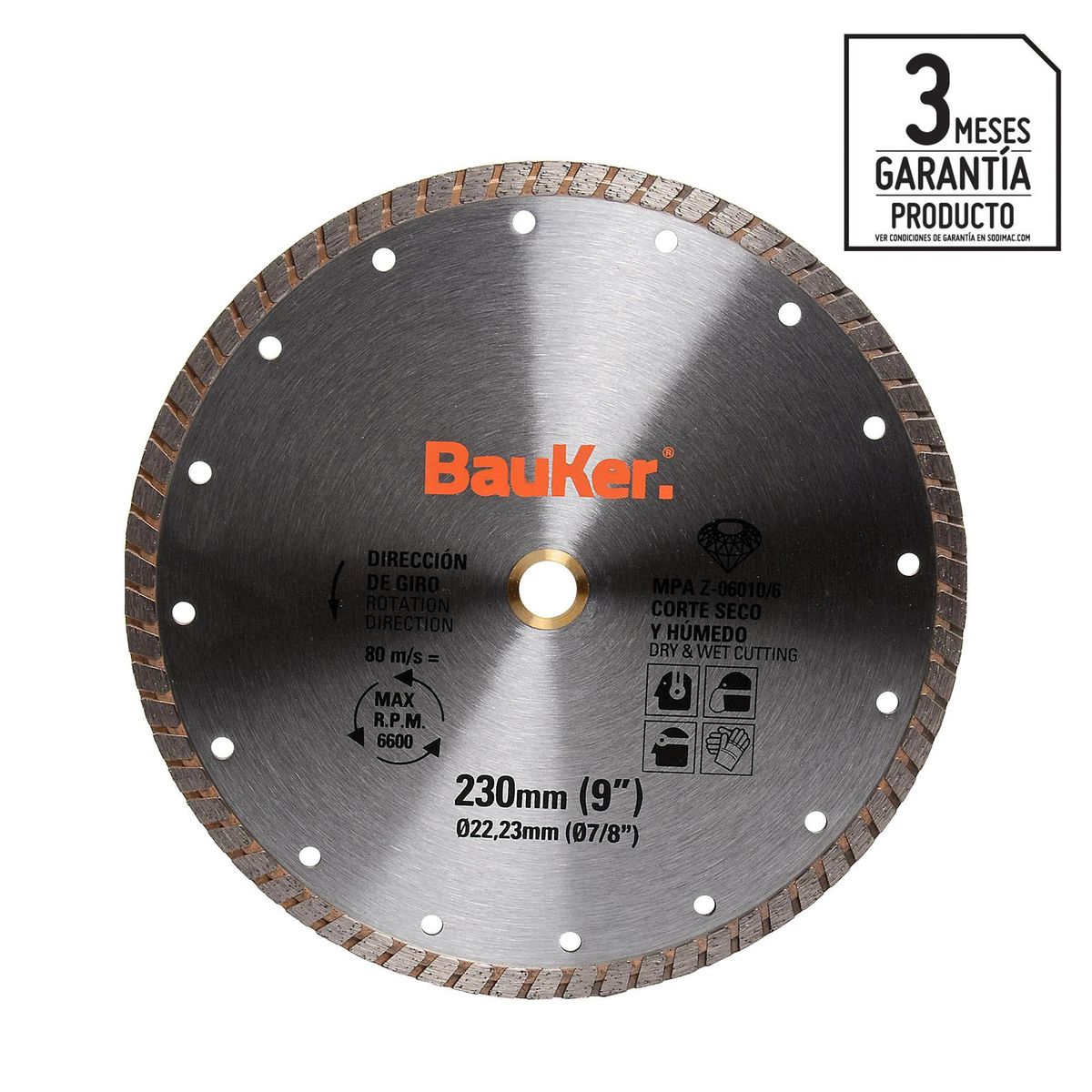 BAUKER - Disco diamantado turbo para cerámica 9''