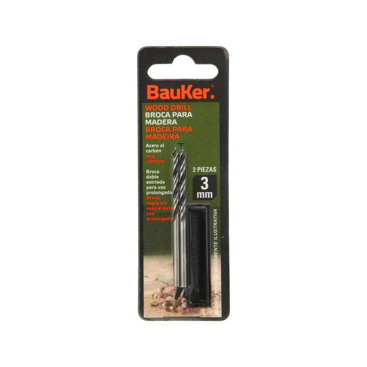 BAUKER - Broca para Madera 3.0 mm 2 Piezas Bauker