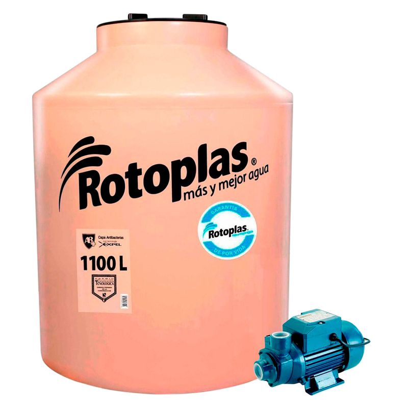  - Combo Tanque de Agua 1100 L Rotoplas + Bomba Periférica 0.5 HP Karson