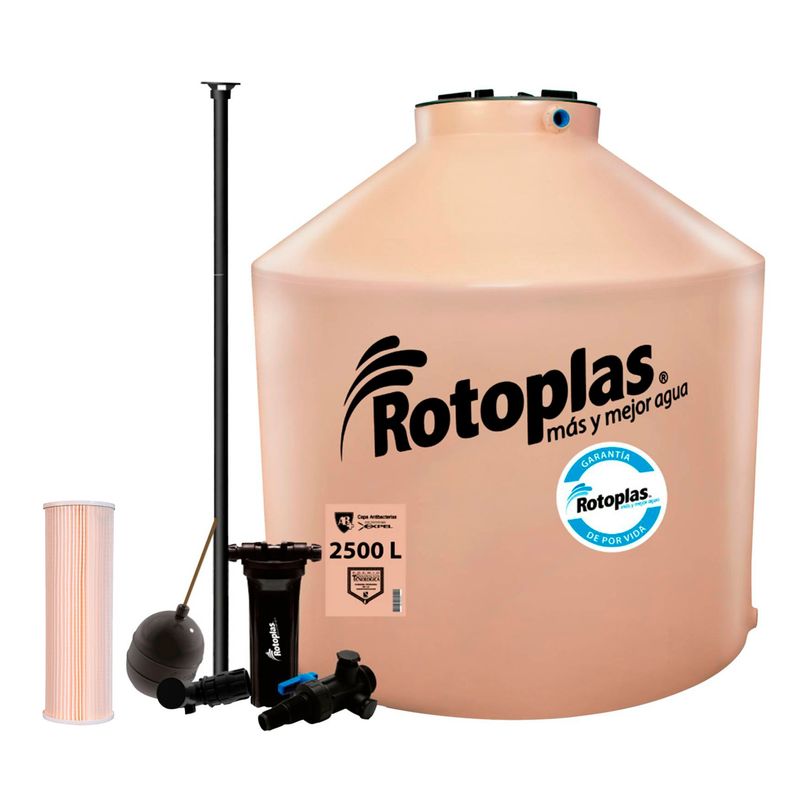 ROTOPLAS - Combo Tanque de Agua Rotoplas 2500L + Accesorios + Repuesto de Cartucho Filtro Rotoplas