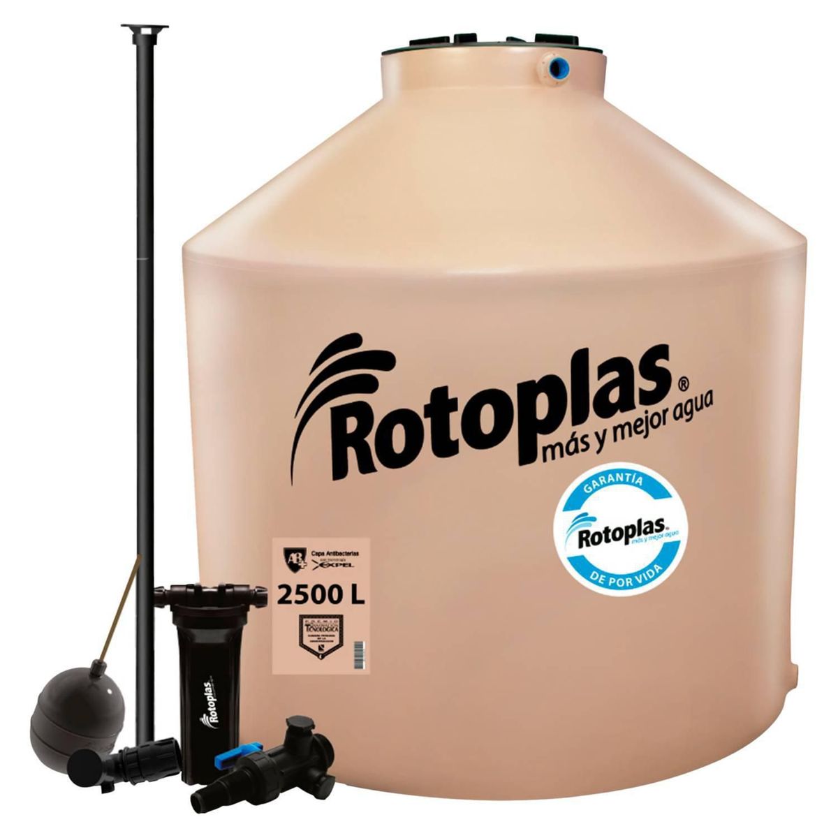 ROTOPLAS - Tanque de agua Arena Rotoplas 2500 L + Accesorios
