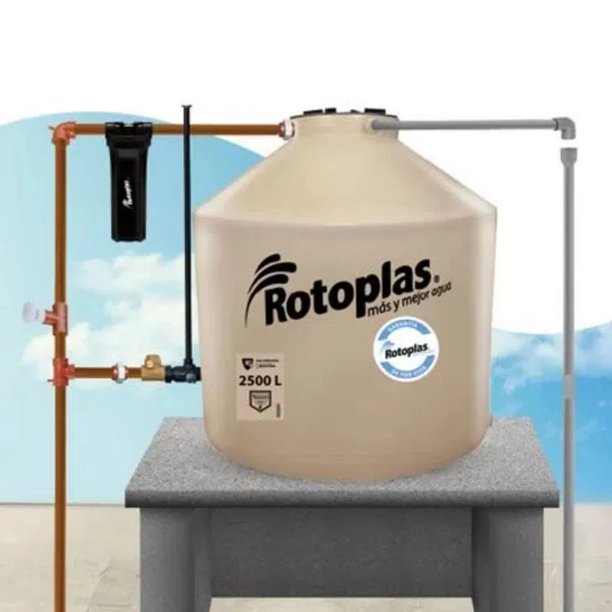 ROTOPLAS - Tanque de agua Arena Rotoplas 2500 L + Accesorios