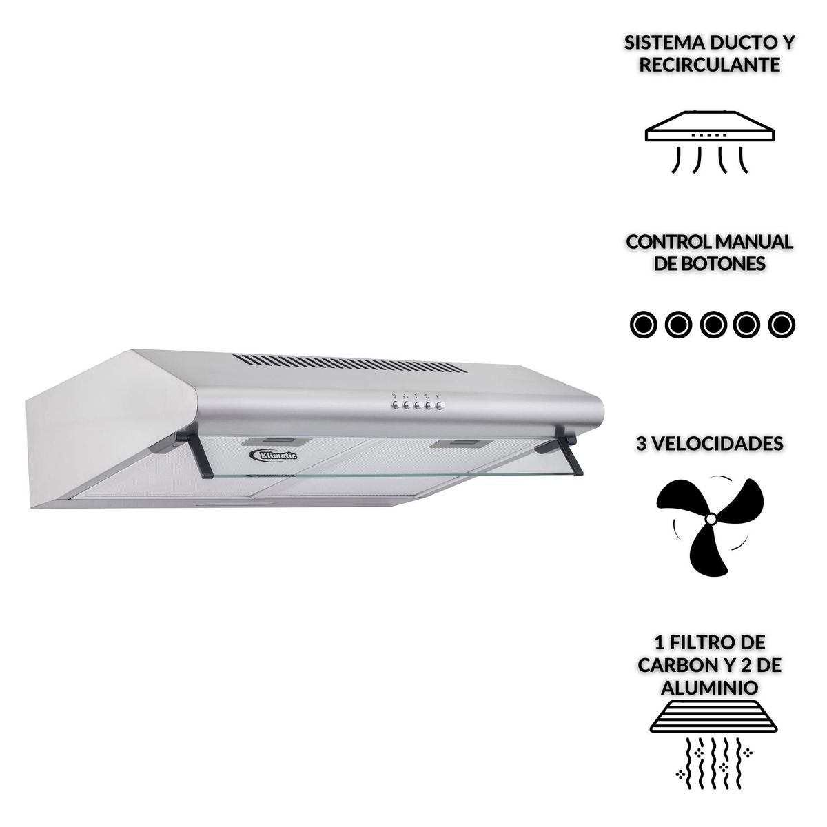 KLIMATIC - Campana Extractora Klimatic 60cm CK601 IX Acero