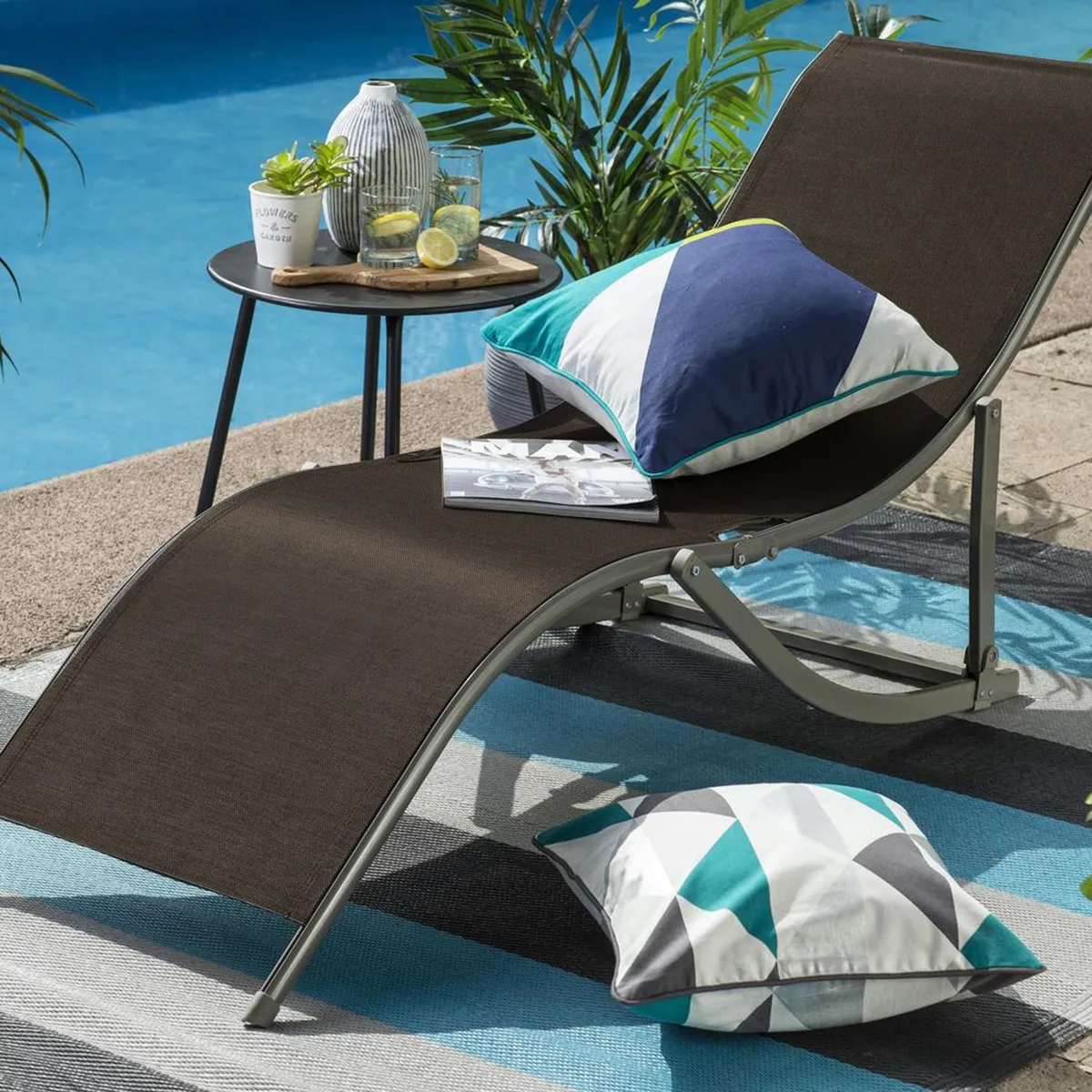 JUST HOME COLLECTION - Reposera Plegable Sky Color Café