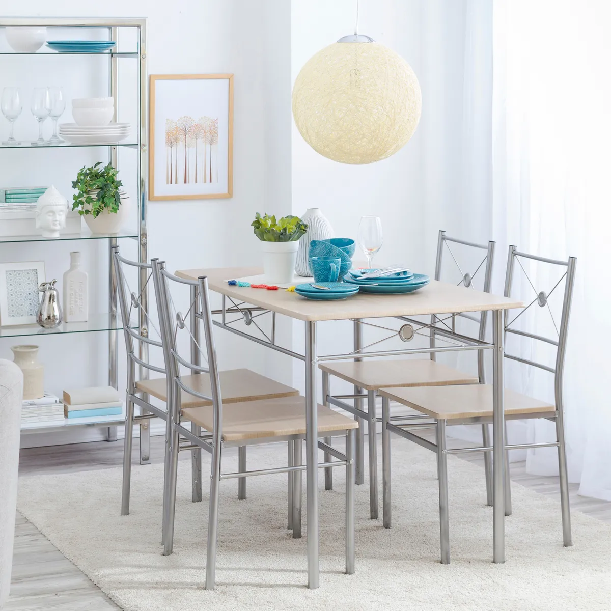 JUST HOME COLLECTION - Juego de Comedor Brasilia 4 Sillas Beige