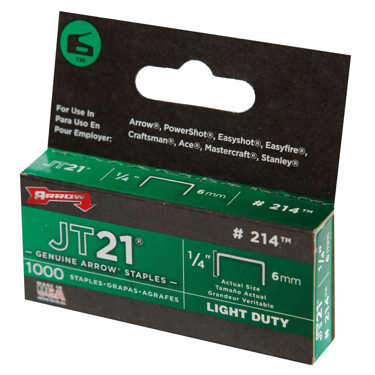 ARROW - Grapas 1/4" Plateado 1000 unidades Arrow