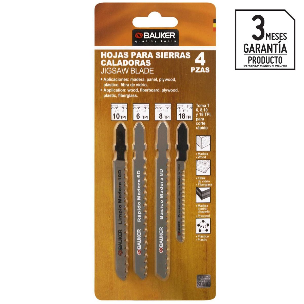 BAUKER - Hoja de sierra - Set de Hojas Surtidas 4 Unidades Bauker