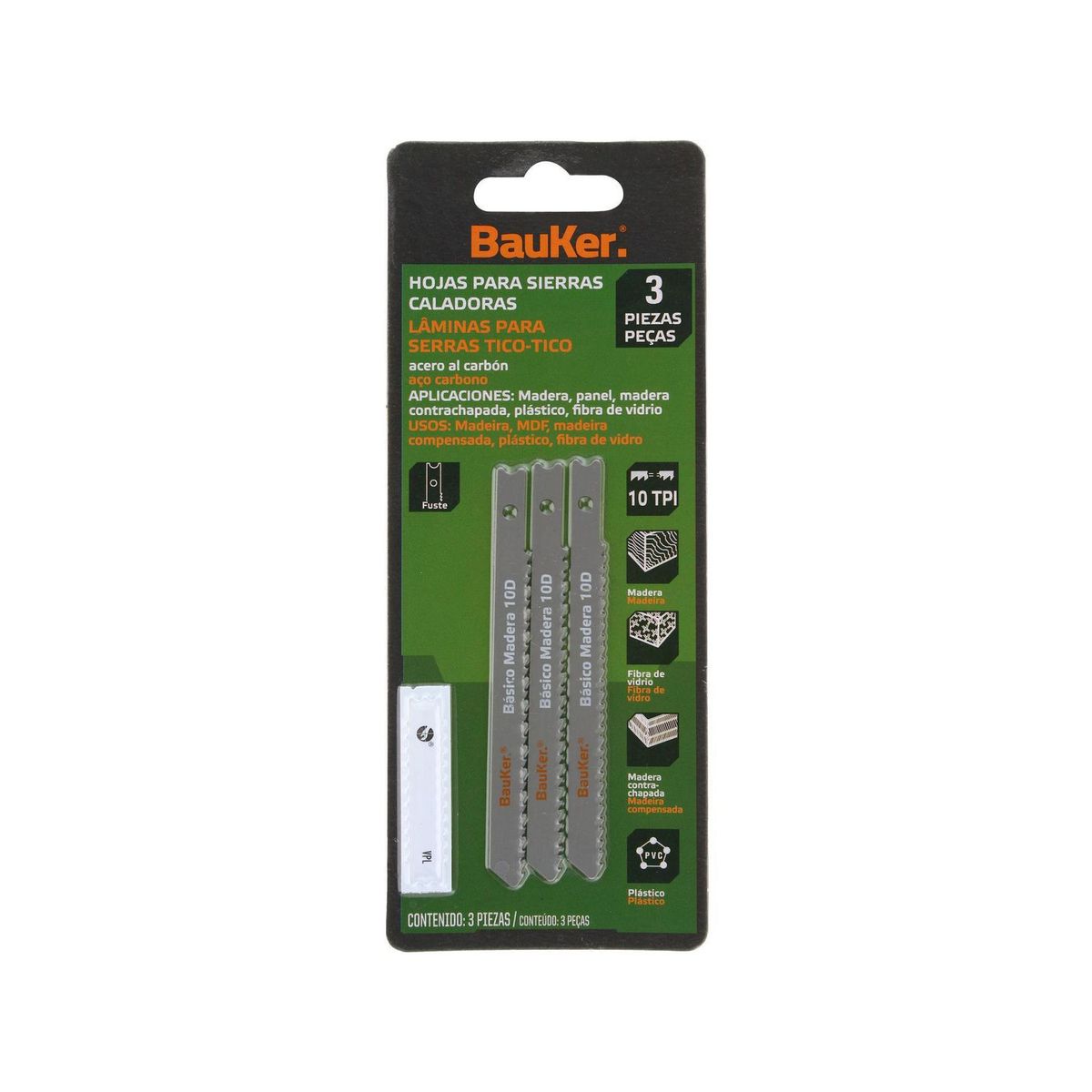 BAUKER - Hoja de sierra - Set de Hojas 3 Unidades Bauker