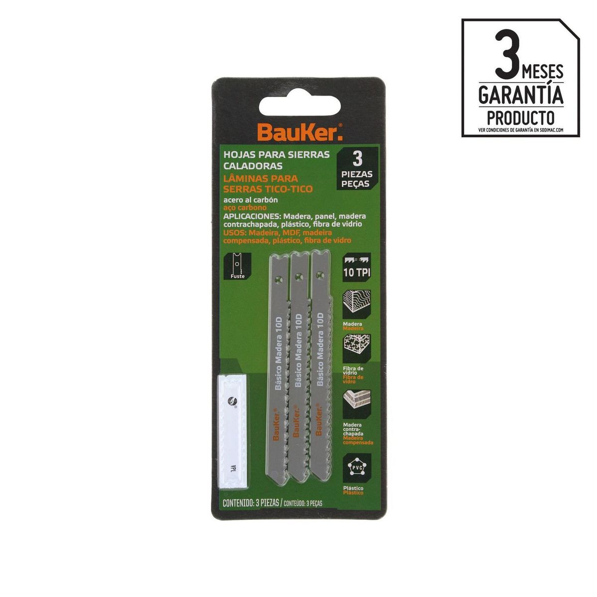 BAUKER - Hoja de sierra - Set de Hojas 3 Unidades Bauker