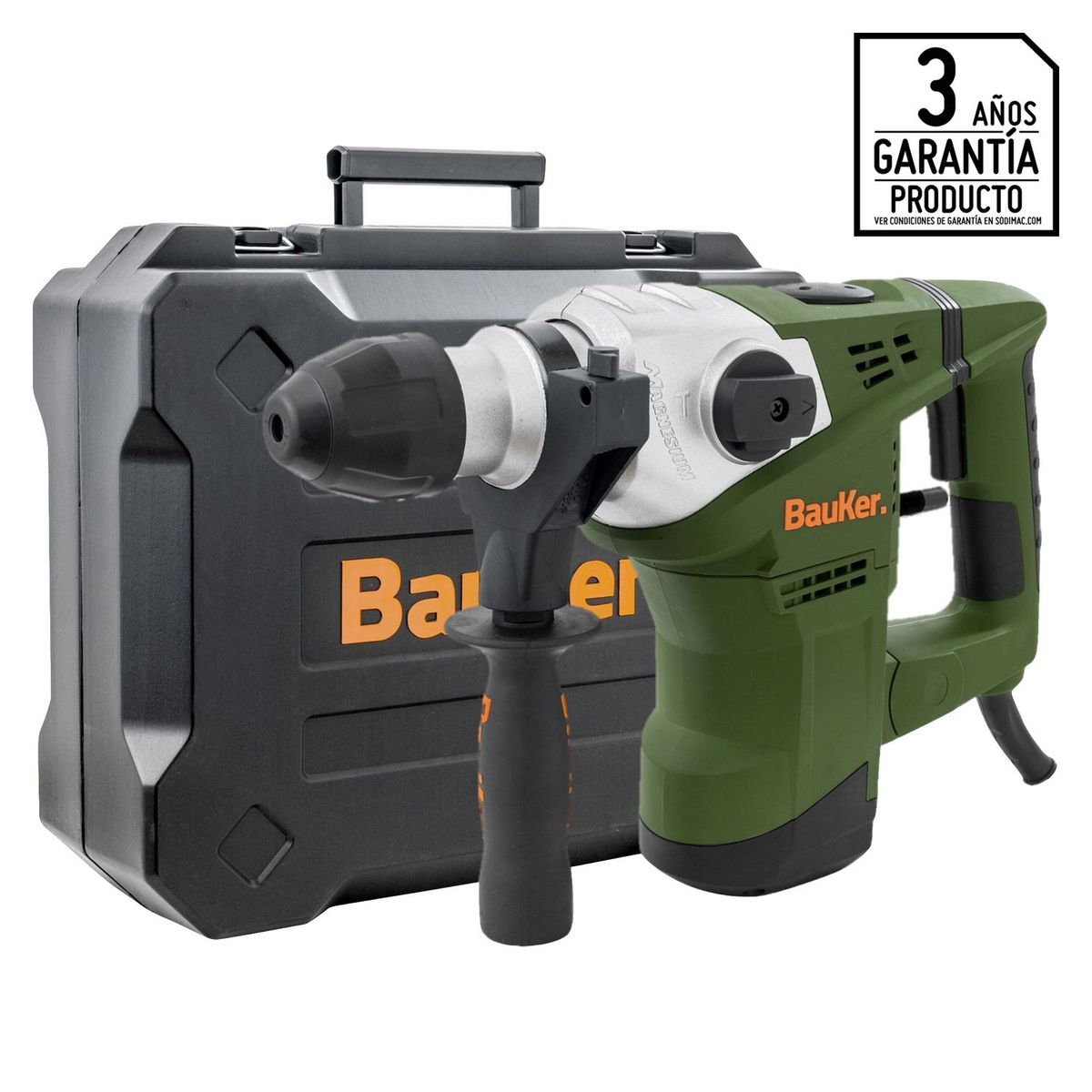BAUKER - Rotomartillo Eléctrico Bauker SDS Plus Eléctrico 32mm 1500W + Maletín Bauker