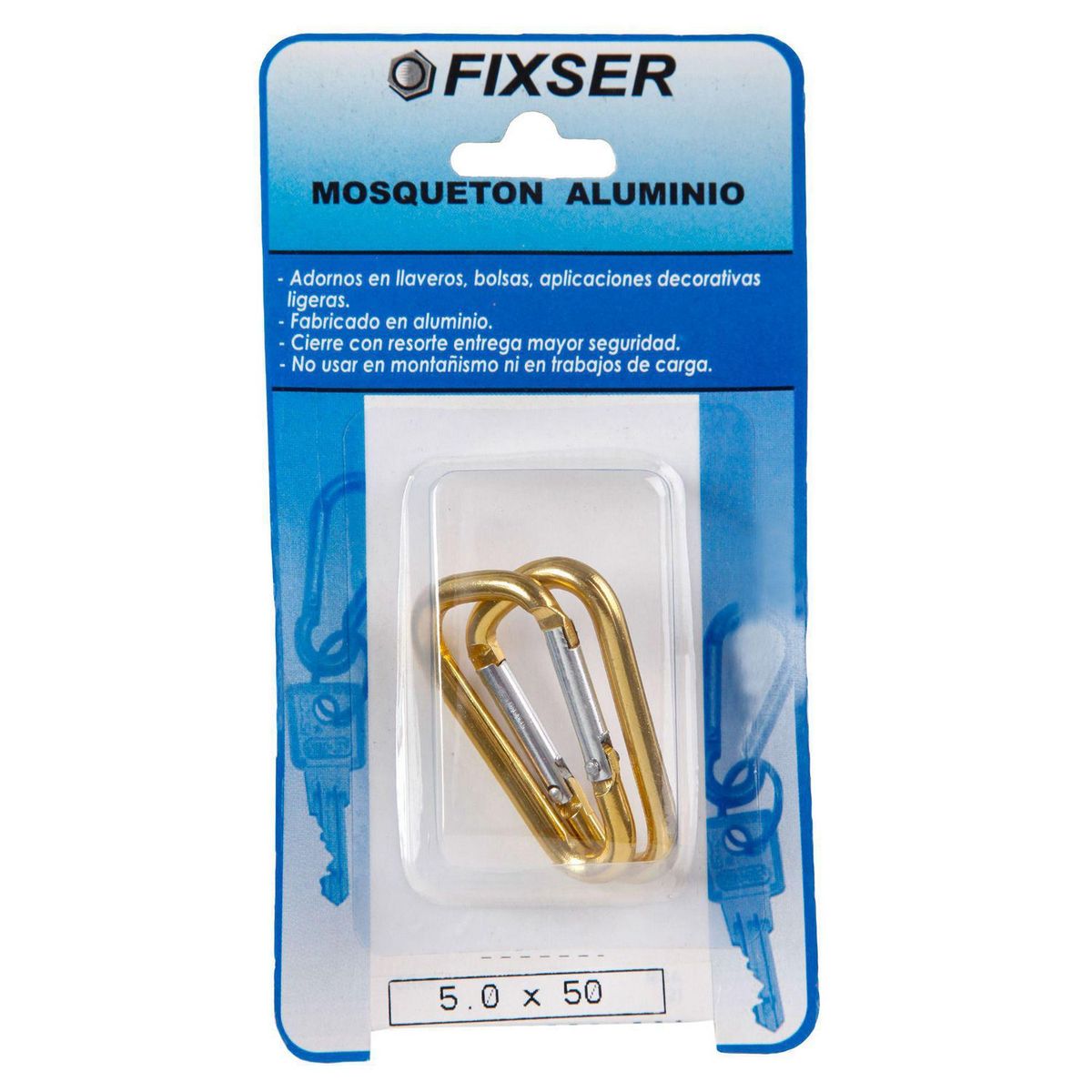 FIXSER - Mosquetón Aluminio 5.0x50 Amarillo 2 unid.