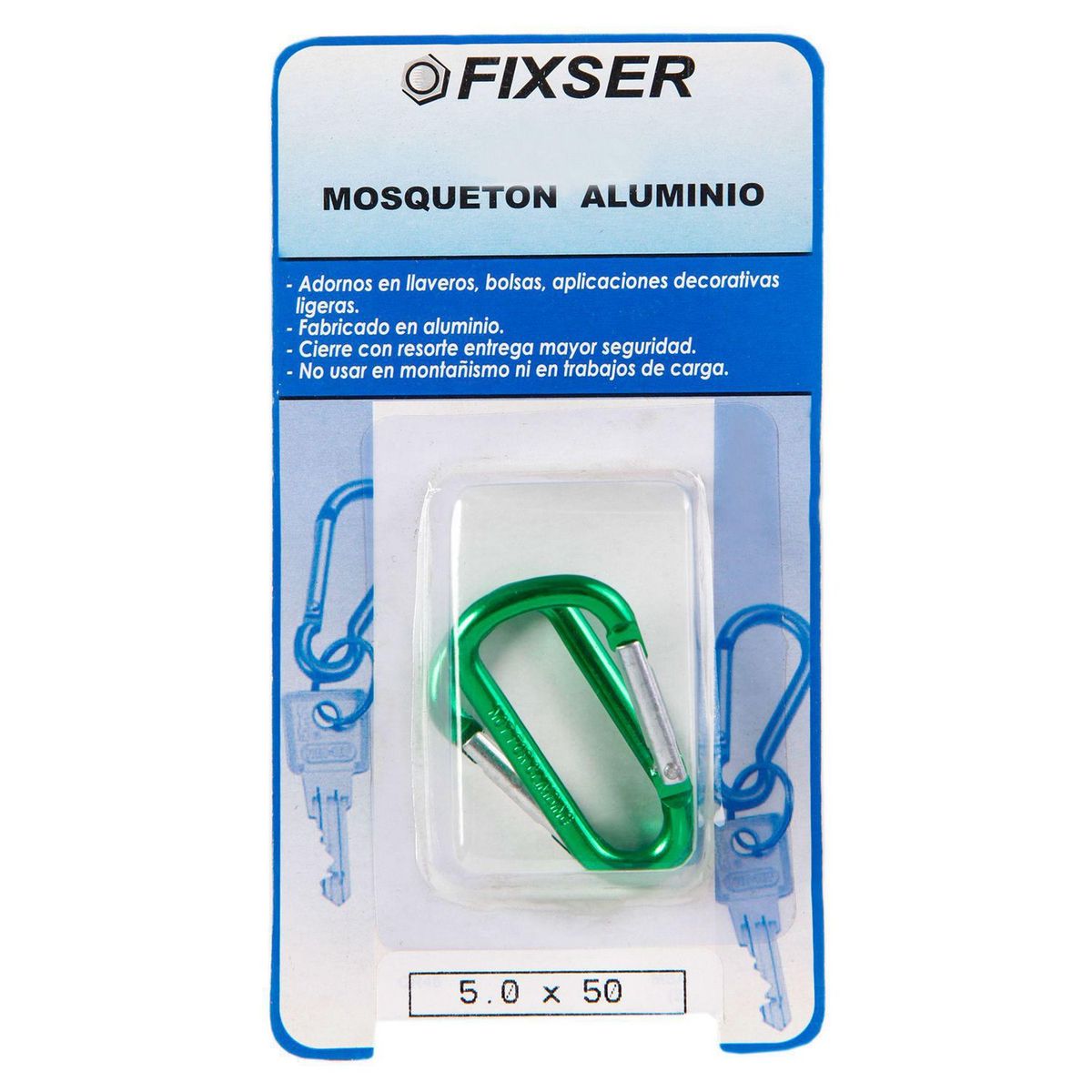 FIXSER - Mosquetón Aluminio 5.0x50 Verde 2 unid.