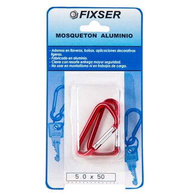 Mosquetn Aluminio 5.0x50 Rojo 2 unid.