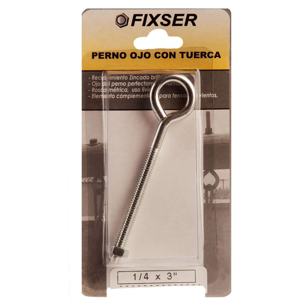 FIXSER - Perno Ojo con Tuerca 1/4x3 1 unid.