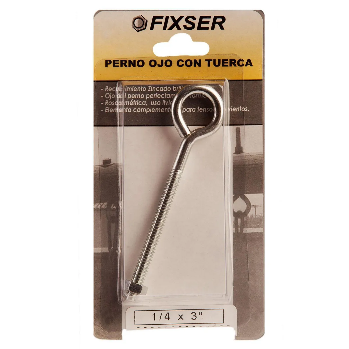 FIXSER - Perno Ojo con Tuerca 1/4x3 1 unid.