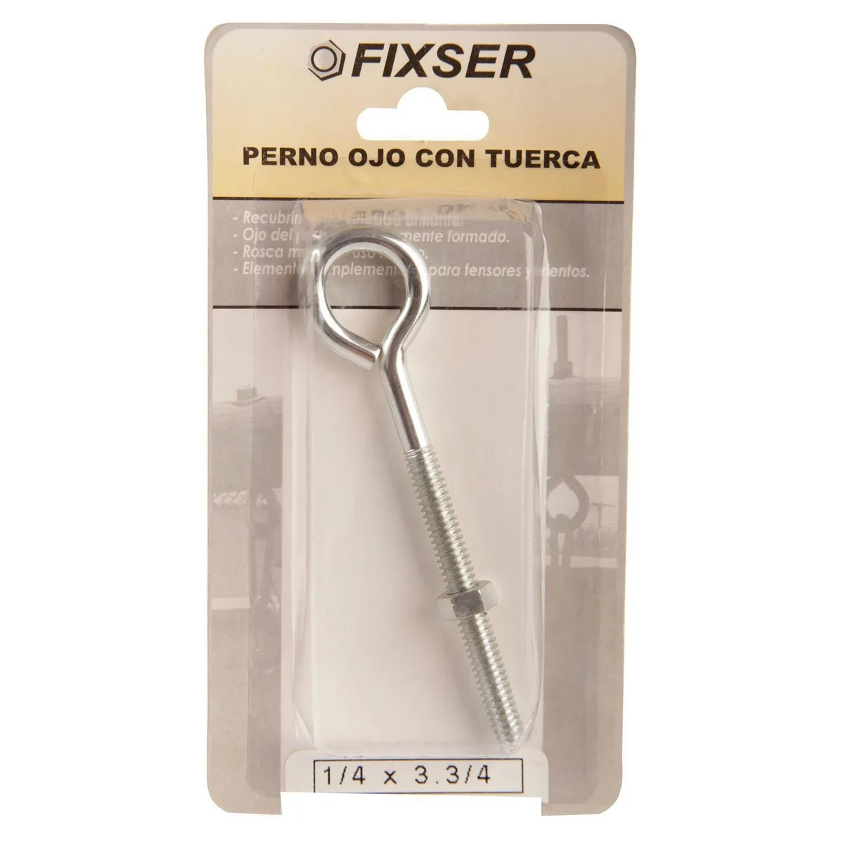 FIXSER - Perno Ojo con Tuerca 1/4x3,3/4 1 unid.