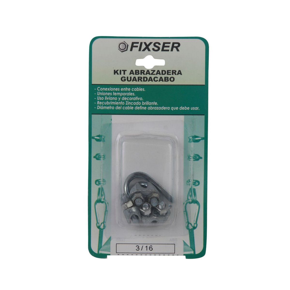 FIXSER - Abrazaderas x 3 y Guardacabo x 1 3/16