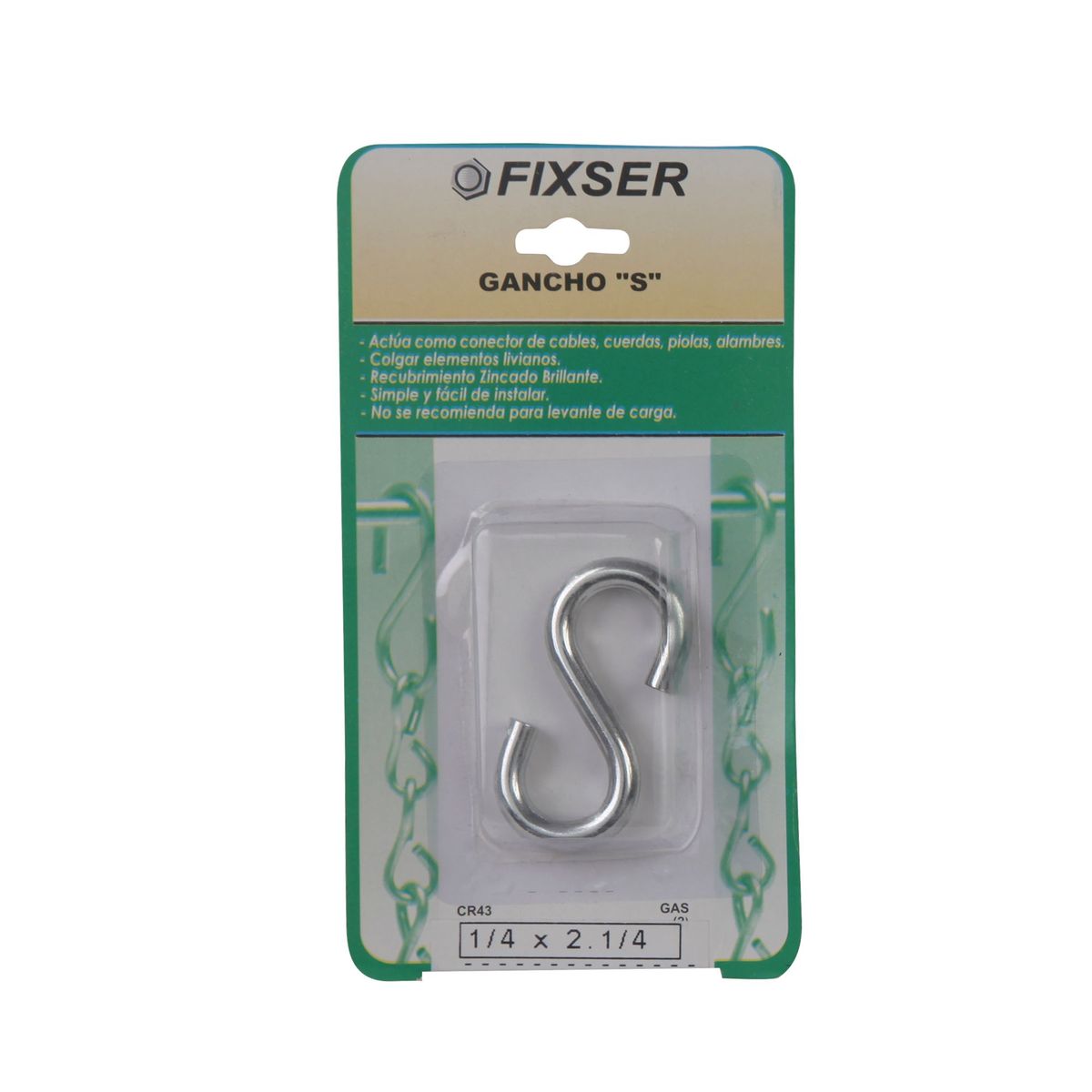 FIXSER - Gancho S 1/4 x 2.1/4[20 x 1]
