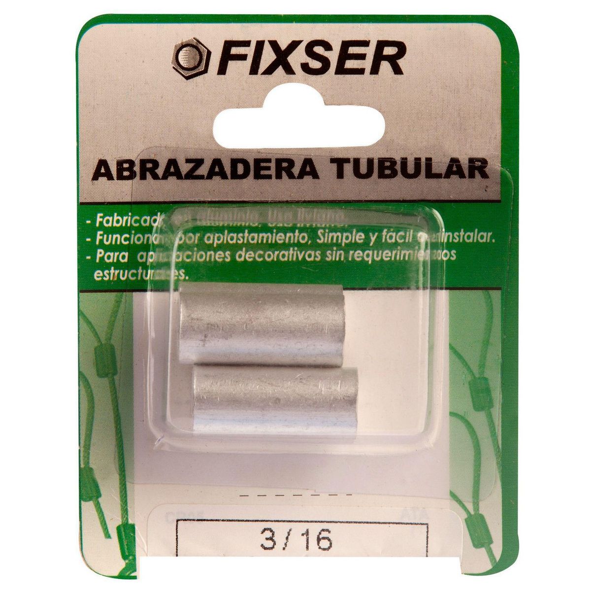 FIXSER - Abrazadera Tubular Aluminio 3/16 2 unid.