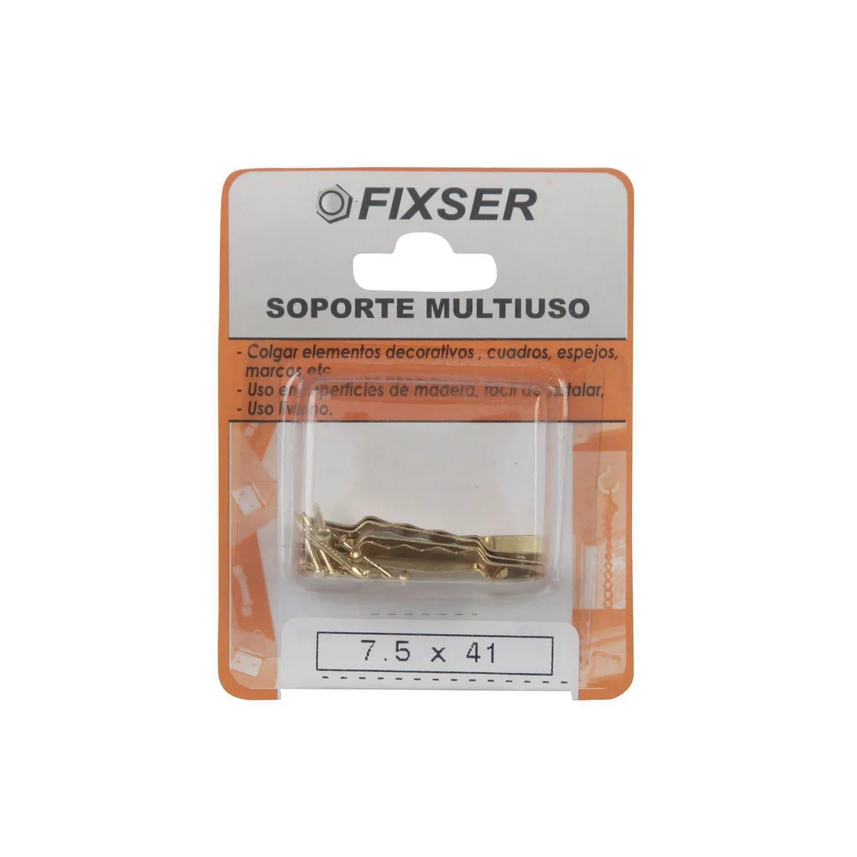 FIXSER - Soporte para Colgar Multiuso 7.5x41 con Clavo x 6 unid.