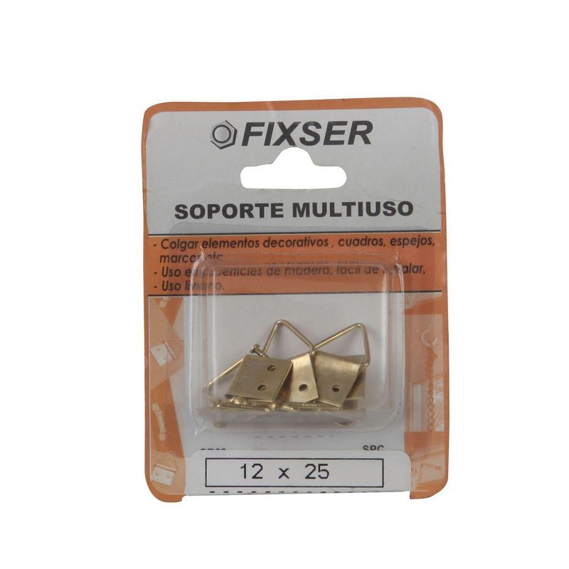 FIXSER - Soporte para Colgar Multiuso 12 x 25 con Clavo x 6 unid.