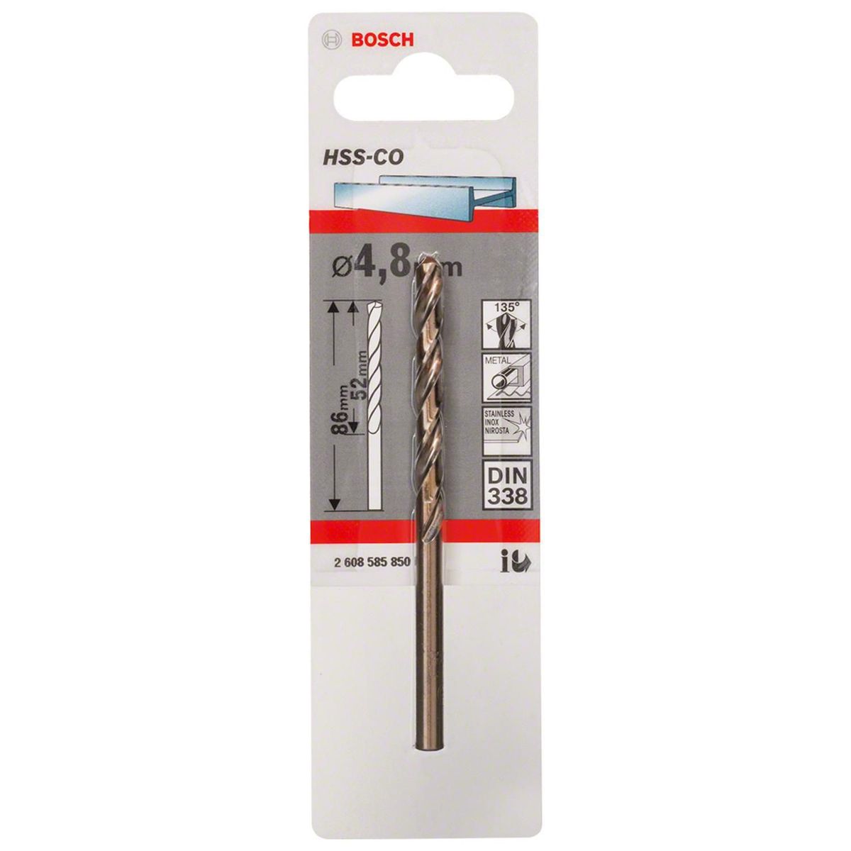 BOSCH - Broca de Cobalto para Metal 4.8x86 mm Bosch