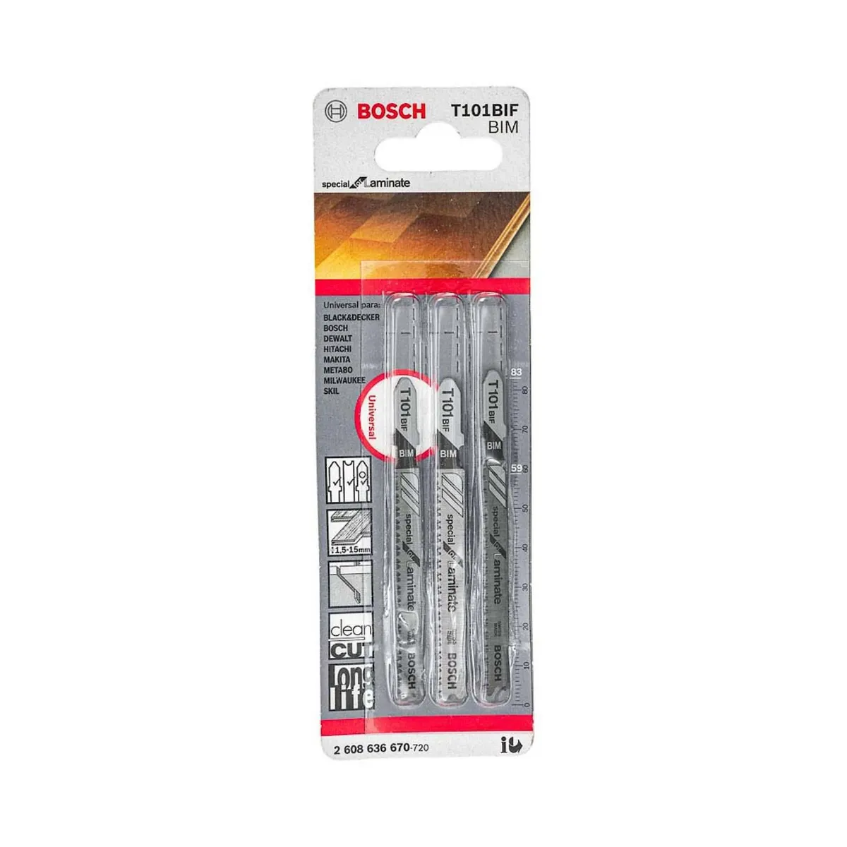 BOSCH - Hoja de sierra - Set de 3 hojas T101BIF Especial para laminado Bosch