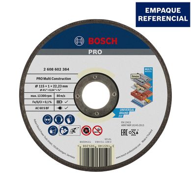 Disco Abrasivo de Corte Multiconstruccin 115 x 1.0 mm Bosch