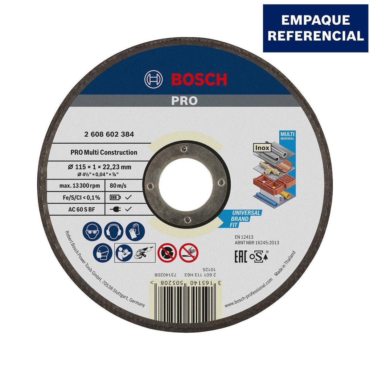 BOSCH - Disco Abrasivo de Corte Multiconstrucción 115 x 1.0 mm Bosch