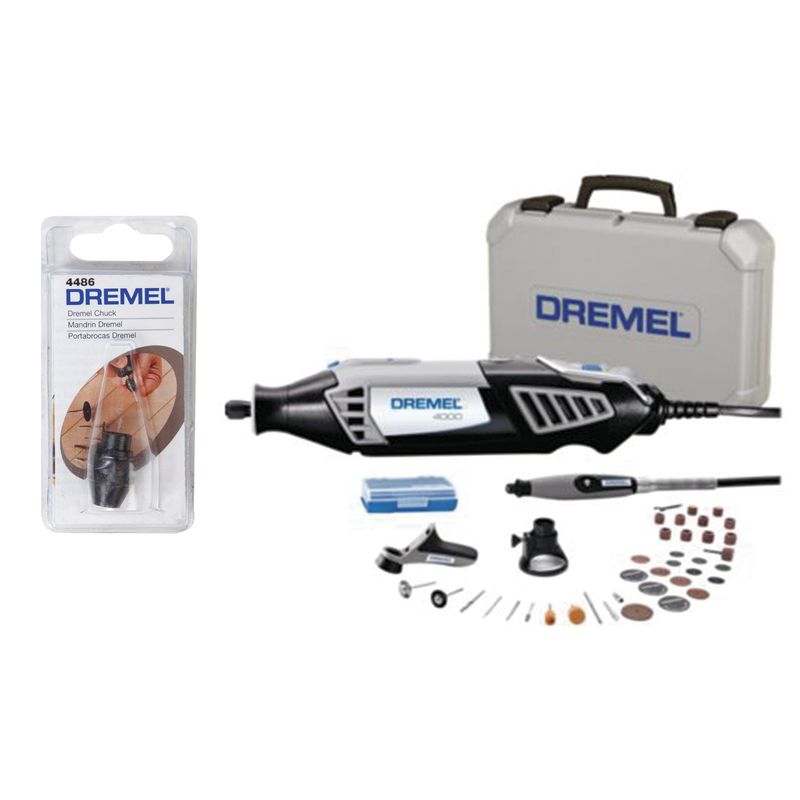 DREMEL - Mandril cambio rapido 1/32-1/8 + Dremel 4000 Minitorno + 3 Acoples + 36 Accesorios + Maletín
