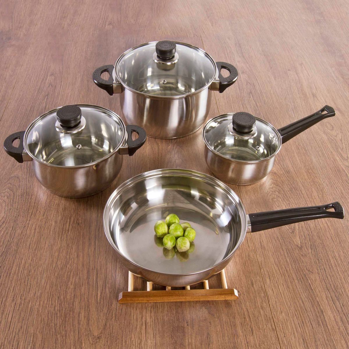 CASA BONITA - Set de Ollas Acero Inoxidable 7 Piezas