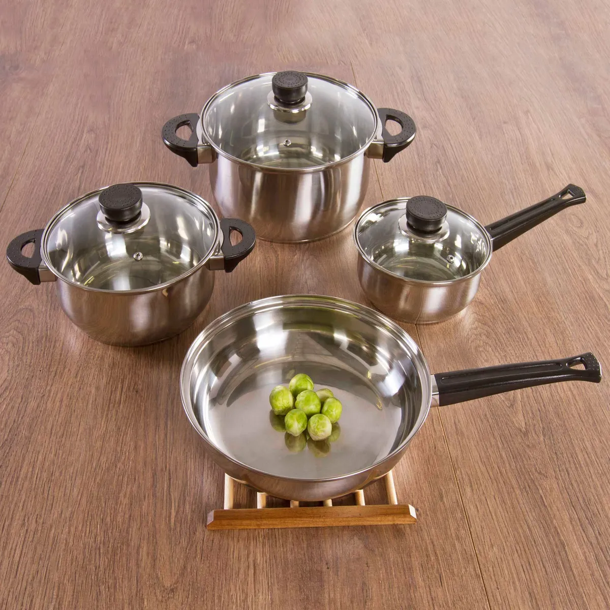 CASA BONITA - Set de Ollas Acero Inoxidable 7 Piezas