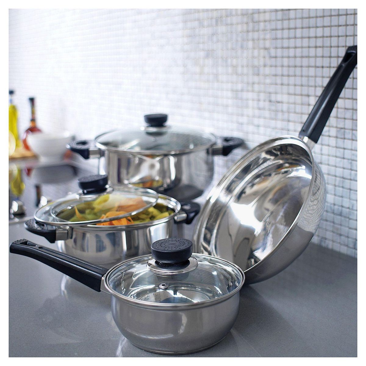 CASA BONITA - Set de Ollas Acero Inoxidable 7 Piezas