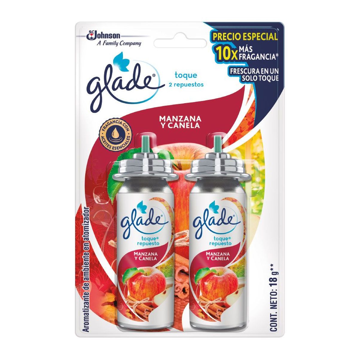 GLADE - Ambientador Glade En Spray Manzana Y Canela 18Gr