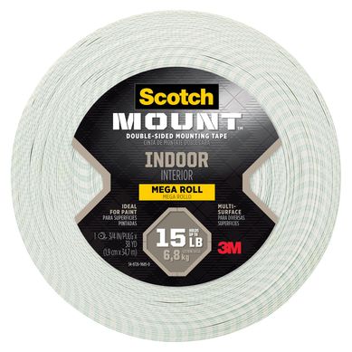 Cinta de Montaje Doble Cara Scotch-Mount? para Interiores Mega Rollo 19 mm x 35 m