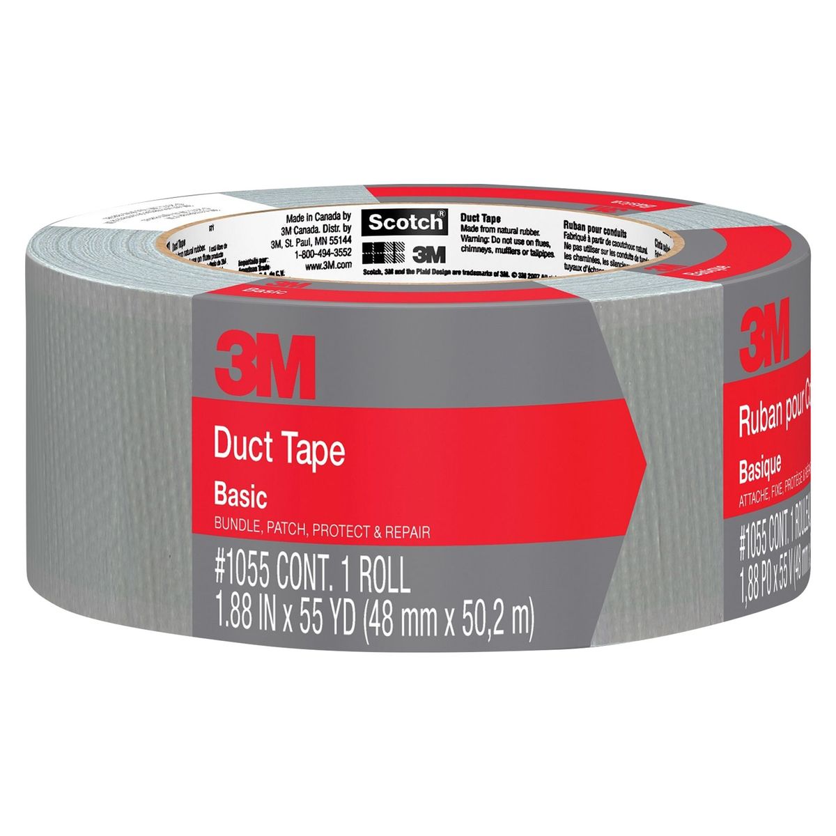 3M - Cinta Adhesiva Duct Tape 3M Básica Gris 4.8 cm. x 55 yd.