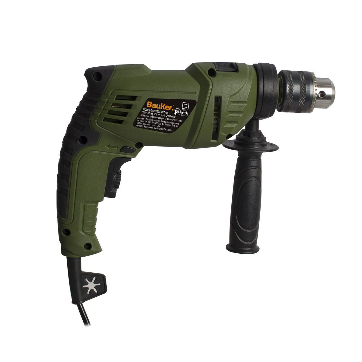 BAUKER - Taladro Eléctrico Bauker 1/2" 750W + 48 Accesorio Bauker