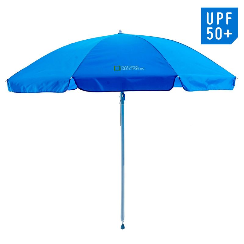 NATIONAL GEOGRAPHIC - Sombrilla de Playa +UV 50 1.9m Giratoria hacia adentro Colores Varios