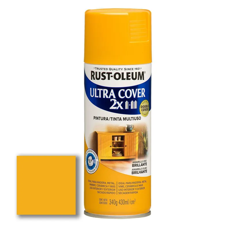 RUST OLEUM - Aerosol Multiusos Ultra Cover 2x Amarillo Oro Brillante 340 Gr