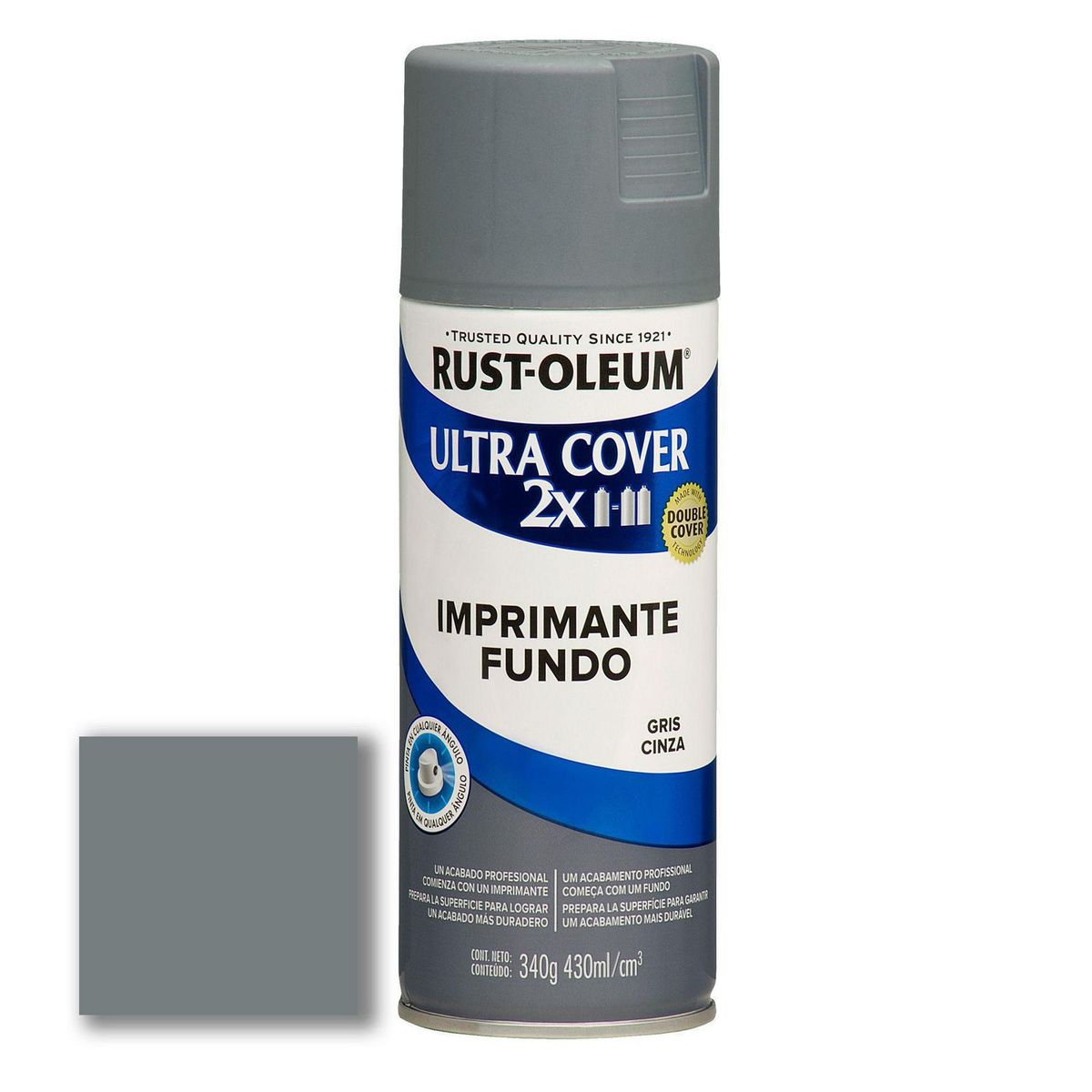 RUST OLEUM - Aerosol Multiusos Ultra Cover 2x Imprimante Gris 340 Gr