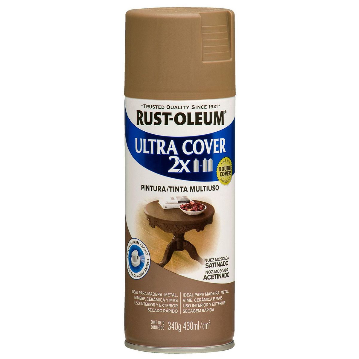 RUST OLEUM - Aerosol Multiusos Ultra Cover 2x Nuez Moscada Satinado 340 Gr