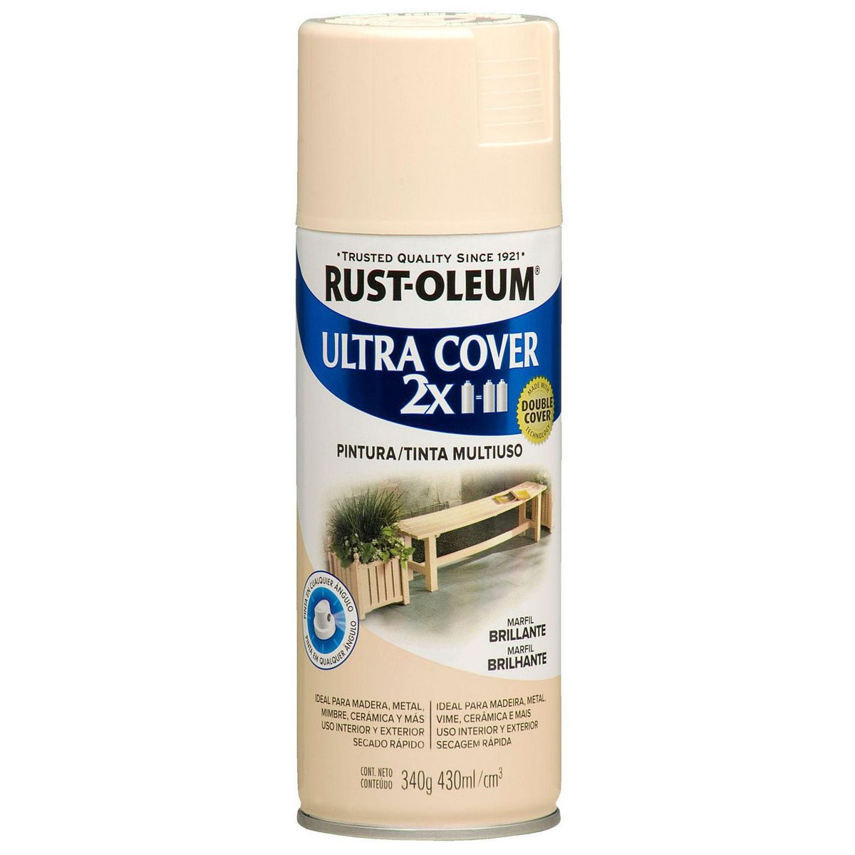RUST OLEUM - Aerosol Multiusos Ultra Cover 2x Marfil Brillante 340 Gr