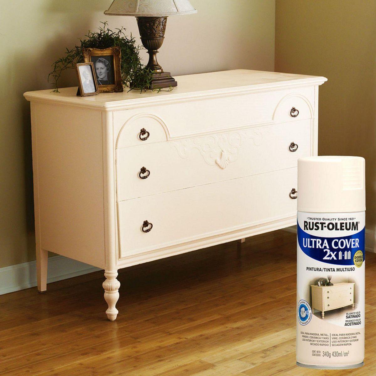 RUST OLEUM - Aerosol Multiusos Ultra Cover 2x Blanco Viejo Satinado 340 Gr