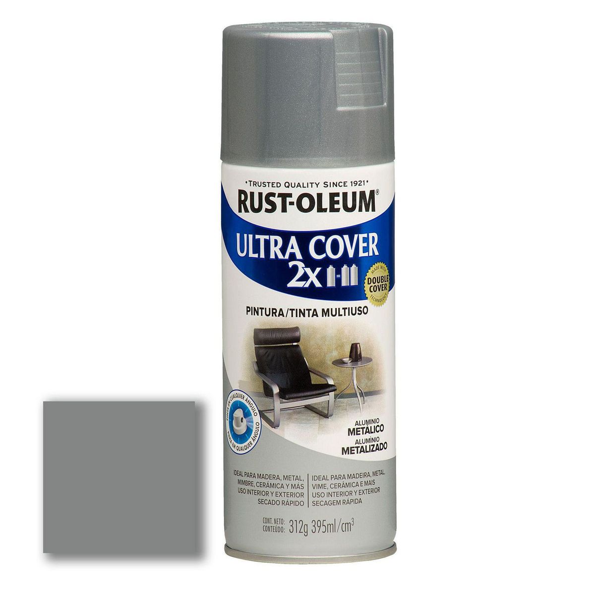 Aerosol Multiusos Ultra Cover 2x Aluminio Metálico 312 Gr, marca RUST OLEUM - Foto Principal