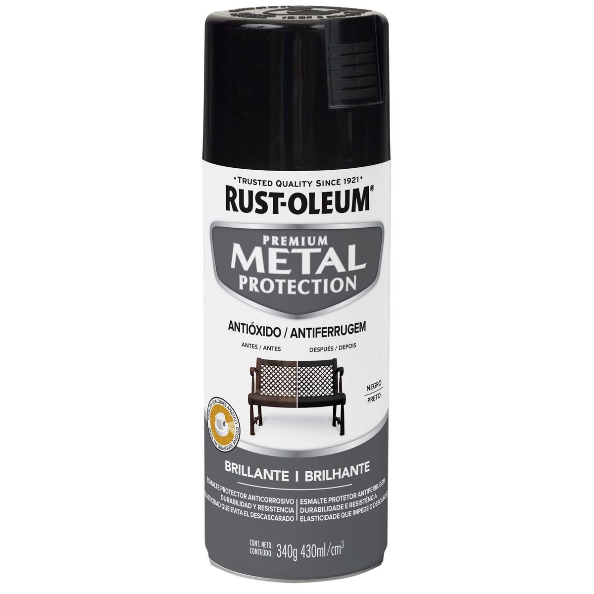 RUST OLEUM - Spray protector de superf. metalicas Negro Brillante 340 Gr