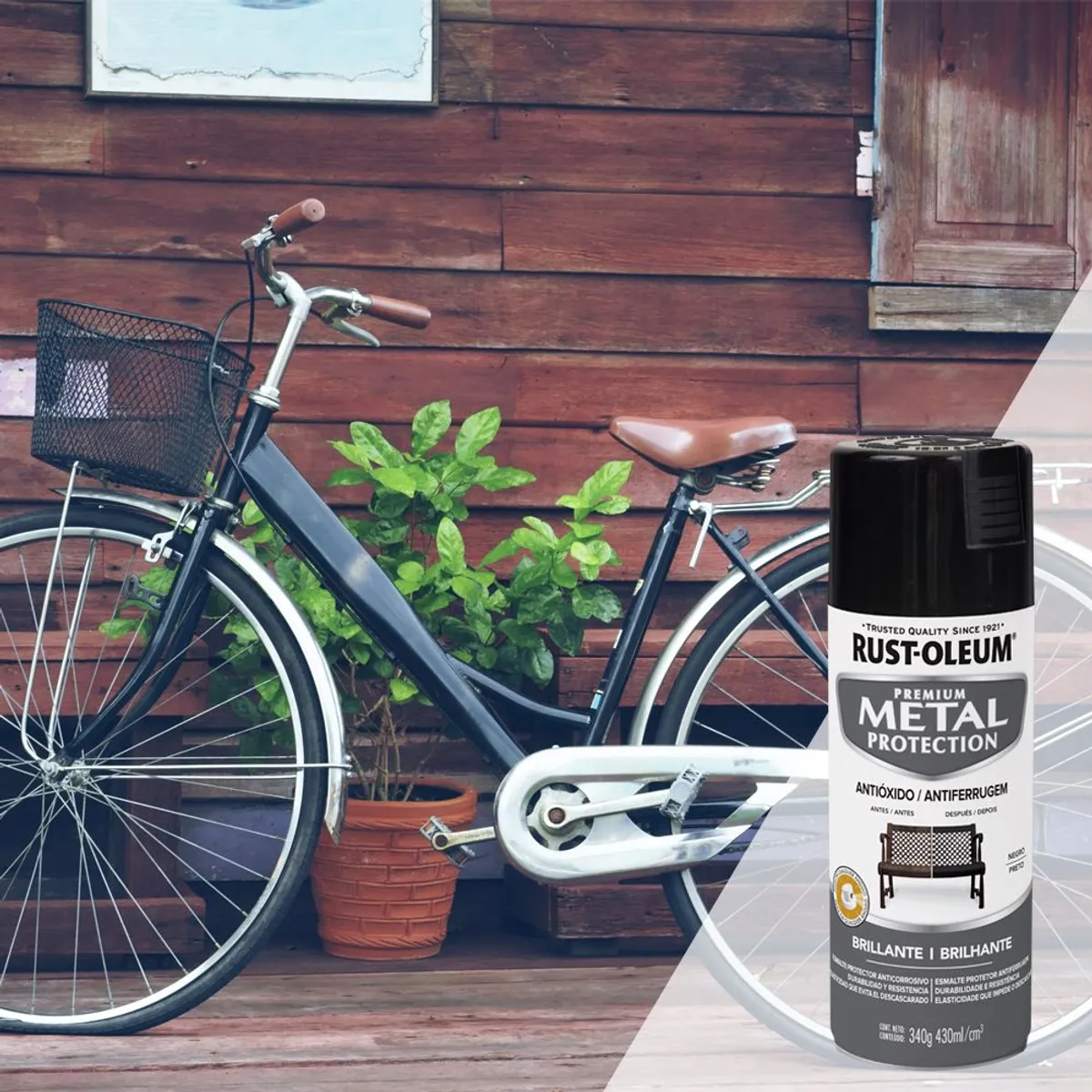 RUST OLEUM - Spray protector de superf. metalicas Negro Brillante 340 Gr