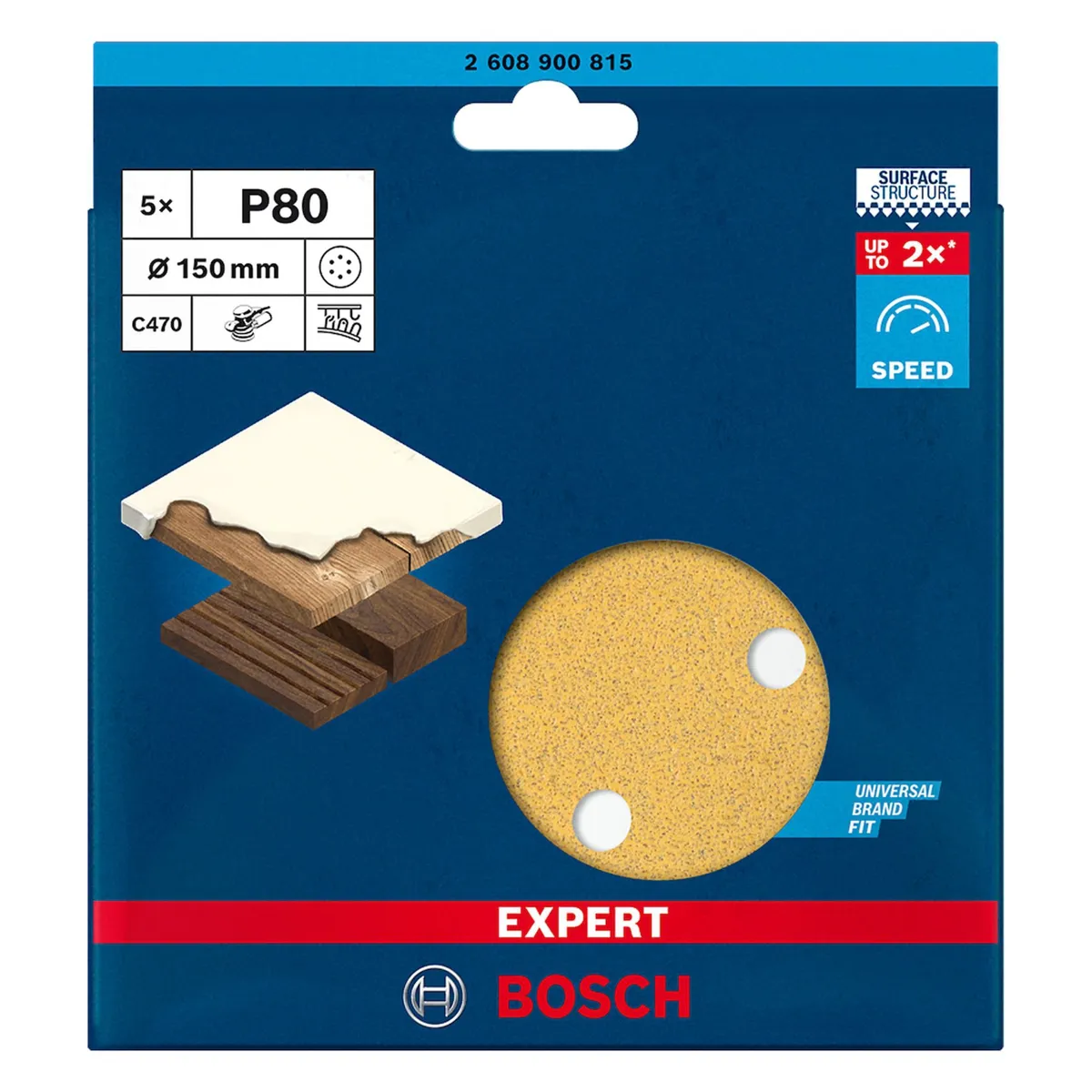 BOSCH - Disco de Lija 150 mm 5 und Grano 80 Bosch